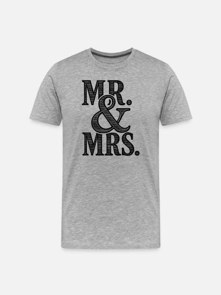 MR. & MRS - Romantic Wedding - Newlyweds - Men's Premium Organic T-Shirt - heather grey
