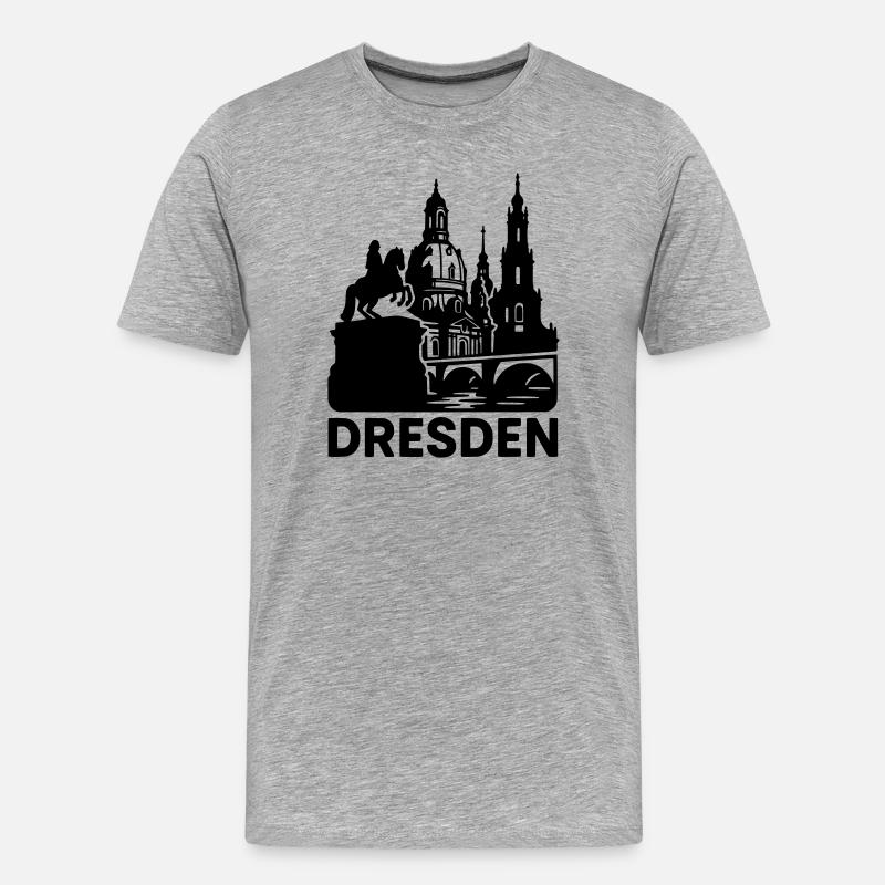 dresden wahrzeichen silhouette - Männer Premium Bio T-Shirt - Grau meliert