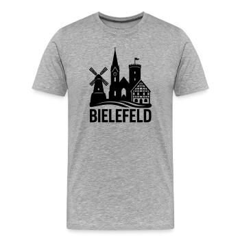 bielefeld silhouette - Männer Premium Bio T-Shirt - Grau meliert - Vorne - Damien (186cm)