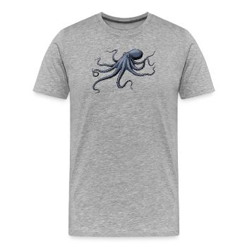 Midnight Blue Octopus Octopus - Men's Premium Organic T-Shirt - heather grey - Front - Damien (186cm)