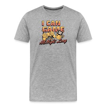 I Can Game All Night Long Retro Gamer Controller - Men's Premium Organic T-Shirt - heather grey - Front - Damien (186cm)