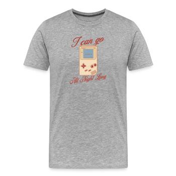 Retro Gaming I Can Go All Night Long Game Console - Men's Premium Organic T-Shirt - heather grey - Front - Damien (186cm)