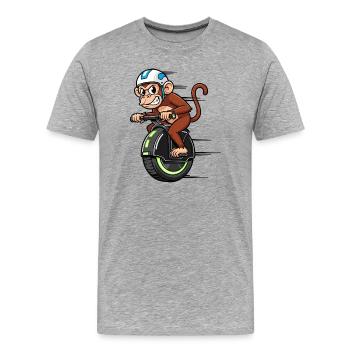 drôle chimpanzé monocycle coureur motocyclette cascadeur - T-shirt bio Premium Homme - gris chiné - Devant - Damien (186cm)