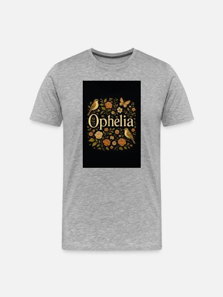 Ophelia Florals on Black - Men's Premium Organic T-Shirt - heather grey