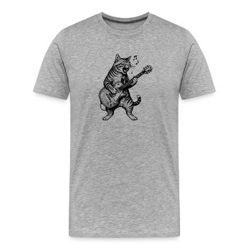 Chat chantant art de la guitare - T-shirt bio Premium Homme - gris chiné - Devant - Damien (186cm)
