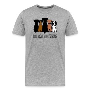 Quatre silhouettes canines en teinte - T-shirt bio Premium Homme - gris chiné - Devant - Damien (186cm)