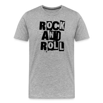 Rock and Roll découpé Typographie Design - T-shirt bio Premium Homme - gris chiné - Devant - Damien (186cm)