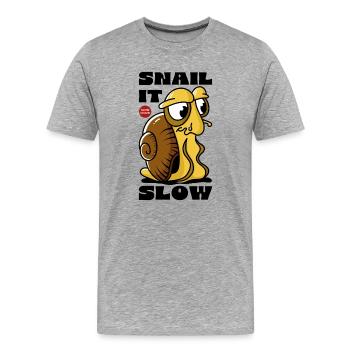 Escargot de dessin animé - Snail It Slow - T-shirt bio Premium Homme - gris chiné - Devant - Damien (186cm)