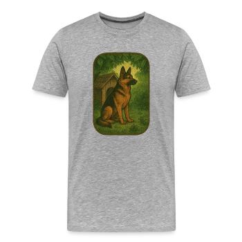 Retro Forest Dog - Men's Premium Organic T-Shirt - heather grey - Front - Damien (186cm)