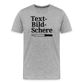 Text-Bild-Schere - Männer Premium Bio T-Shirt - Grau meliert - Vorne - Damien (186cm)