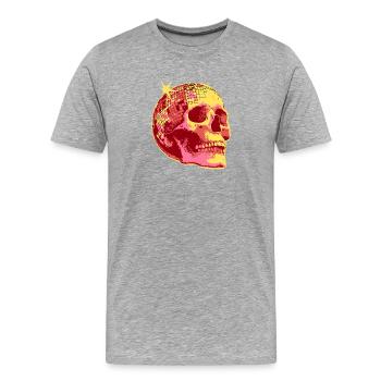 Disco Skull Mosaic Neon - Men's Premium Organic T-Shirt - heather grey - Front - Damien (186cm)
