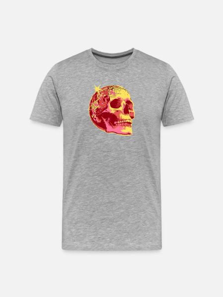 Disco Skull Mosaic Neon - Men's Premium Organic T-Shirt - heather grey