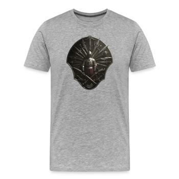 Crusader Shield Circle with Weapons - Men's Premium Organic T-Shirt - heather grey - Front - Damien (186cm)