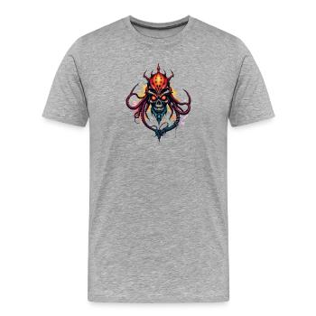 Tentacule crâne horreur Impression d’art - T-shirt bio Premium Homme - gris chiné - Devant - Damien (186cm)
