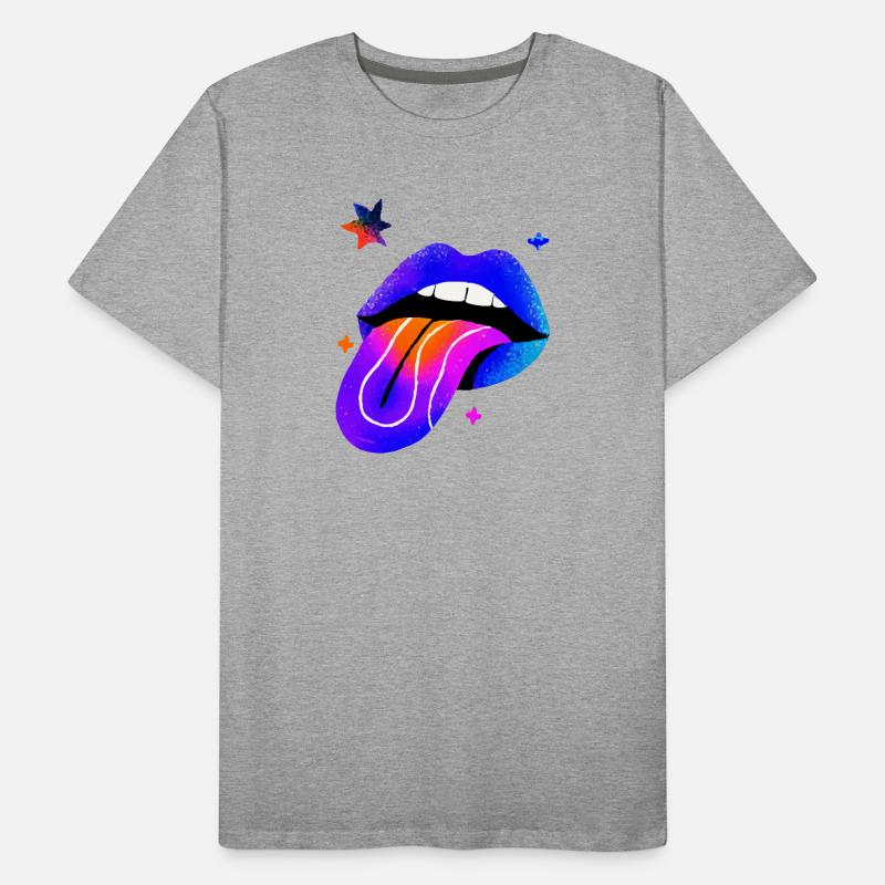 Neon Arc-en-ciel Lip Art T-shirt bio Premium Homme