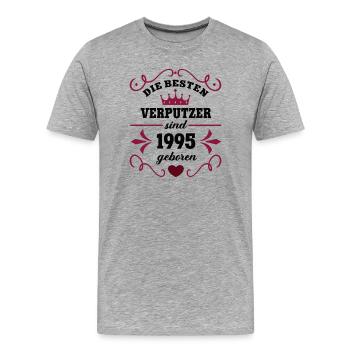 1995 Plasterer Birthday colleague plasterer - Men's Premium Organic T-Shirt - heather grey - Front - Damien (186cm)
