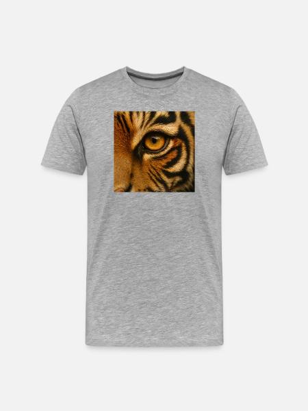 Animal - Tiger, close up of eye - Men's Premium Organic T-Shirt - heather grey