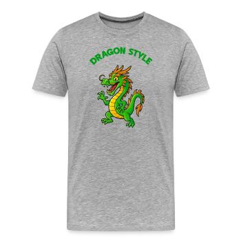 Drachenstil Cartoon - Männer Premium Bio T-Shirt - Grau meliert - Vorne - Damien (186cm)