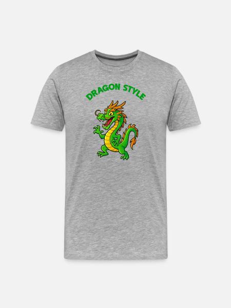 Drachenstil Cartoon - Männer Premium Bio T-Shirt - Grau meliert