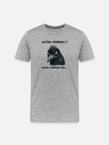 Rabe mit Warnung: Ganz dünnes Eis - Men's Premium Organic T-Shirt - heather grey