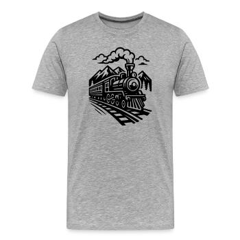 Locomotive - Men's Premium Organic T-Shirt - heather grey - Front - Damien (186cm)