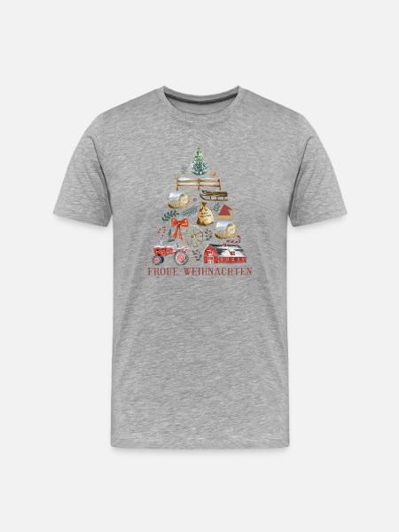 Farmhouse - Merry Christmas - Tractor - Men's Premium Organic T-Shirt - heather grey
