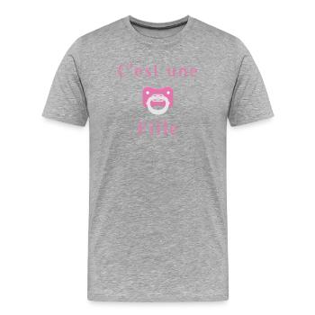 Geburt - es ist ein Mädchen - Männer Premium Bio T-Shirt - Grau meliert - Vorne - Damien (186cm)
