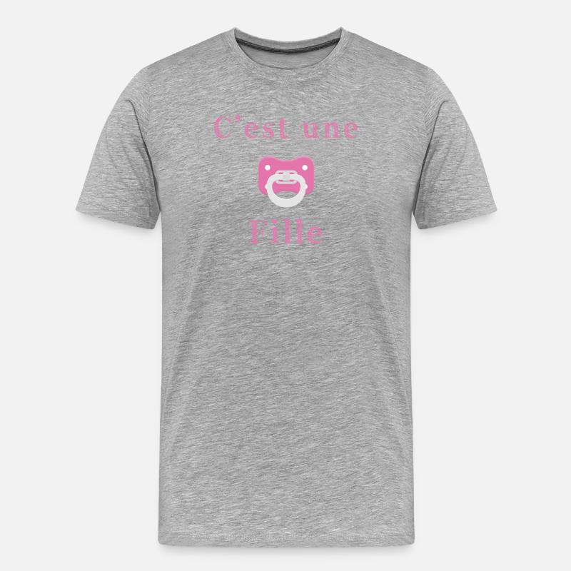 Geburt - es ist ein Mädchen - Männer Premium Bio T-Shirt - Grau meliert
