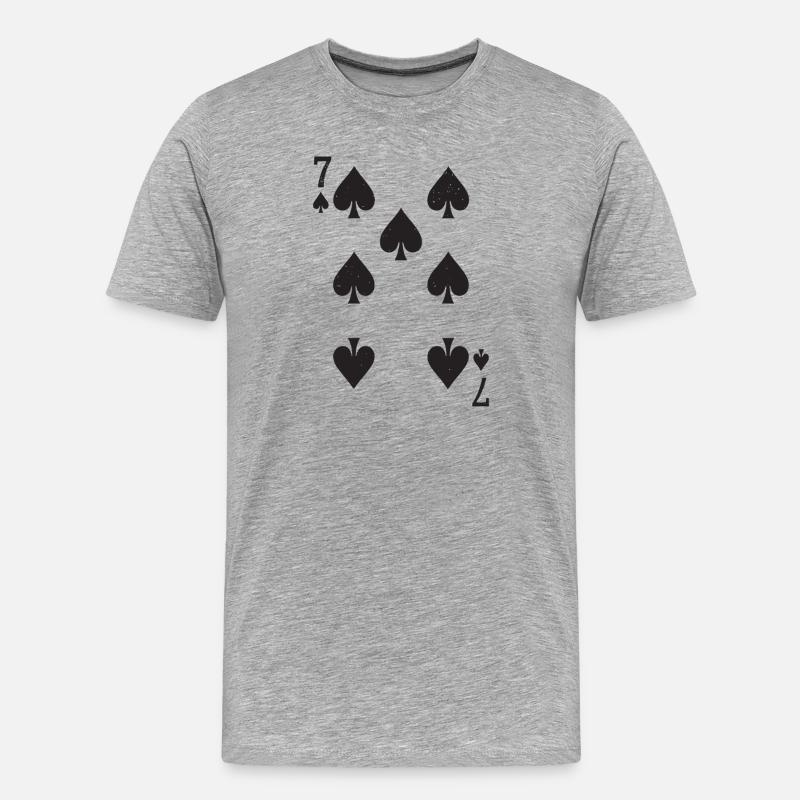 Sieben Spades Hearts Muster Pik - Männer Premium Bio T-Shirt - Grau meliert