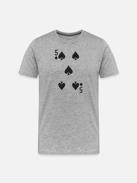 Playing Cards Silhouettes Pattern 5 Spades - Men's Premium Organic T-Shirt - heather grey