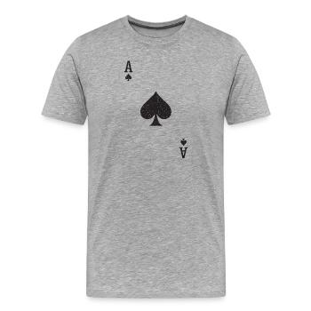 Pik As Minimaldruck - Männer Premium Bio T-Shirt - Grau meliert - Vorne - Damien (186cm)