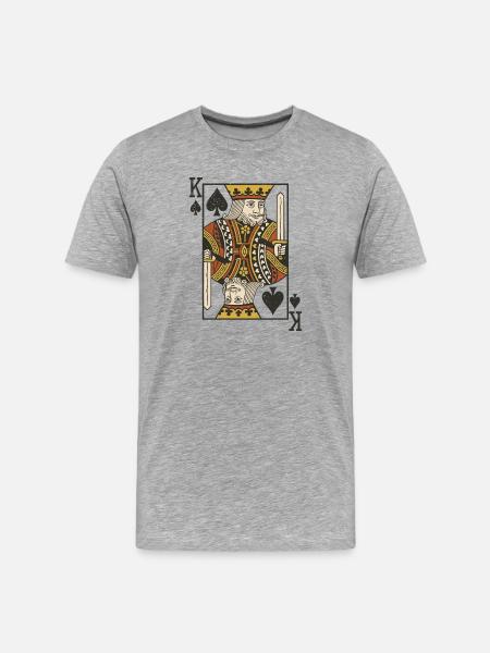 Spar Konge Kortkunst - Herre Premium T-shirt økologisk - grå meleret