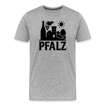 Pfalz Wahrzeichen - Männer Premium Bio T-Shirt - Grau meliert - Vorne - Damien (186cm)