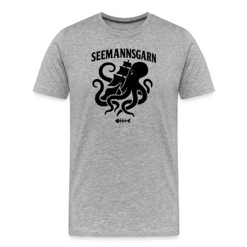 seemannsgarn meer maritim krake schiff - Männer Premium Bio T-Shirt - Grau meliert - Vorne - Damien (186cm)