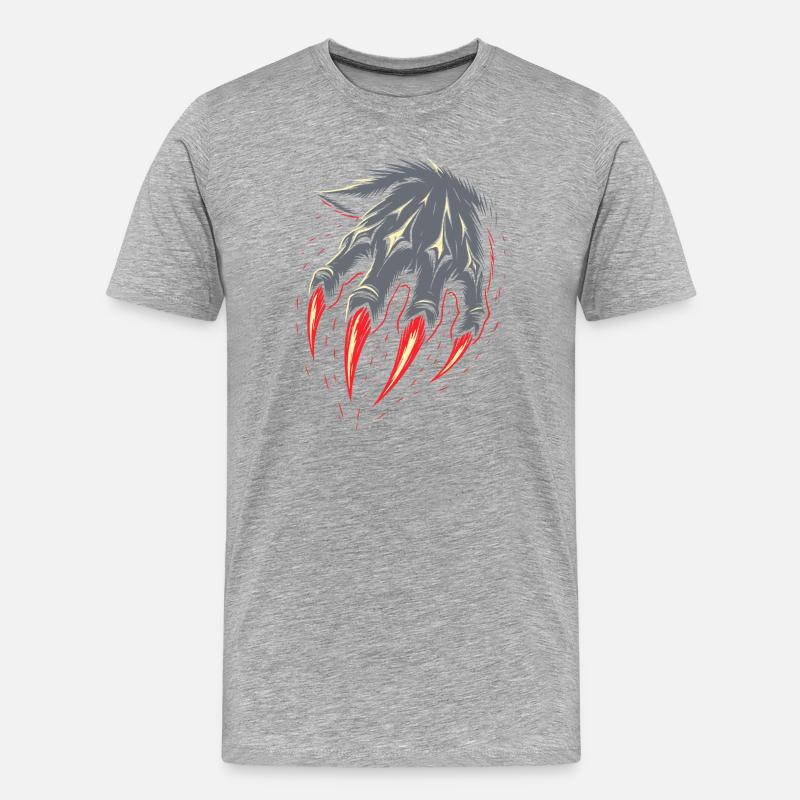 Werwolf Kostüm Krallen Halloween  - Männer Premium Bio T-Shirt - Grau meliert