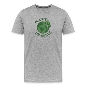 Planet A Tree Eco Design - Men's Premium Organic T-Shirt - heather grey - Front - Damien (186cm)