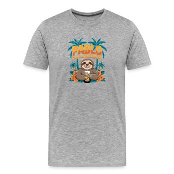 Pablo Ersteranderbar Faultier mit Bier und Palmen - Männer Premium Bio T-Shirt - Grau meliert - Vorne - Damien (186cm)