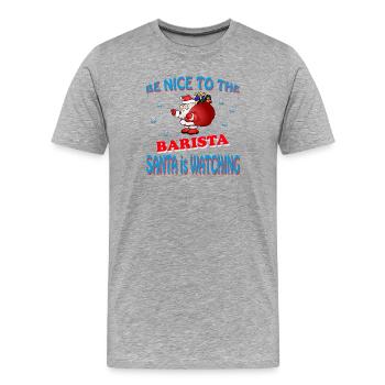 SANTA BARISTA - Männer Premium Bio T-Shirt - Grau meliert - Vorne - Damien (186cm)