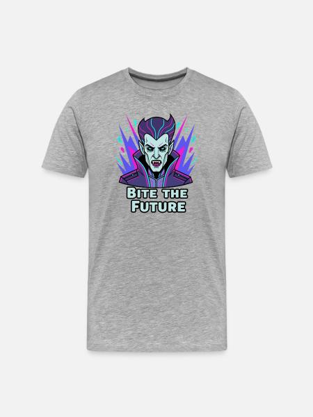 Bite the Future: Neon Vampire - Männer Premium Bio T-Shirt - Grau meliert