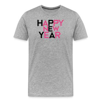 Happy New Year #2 - Männer Premium Bio T-Shirt - Grau meliert - Vorne - Damien (186cm)