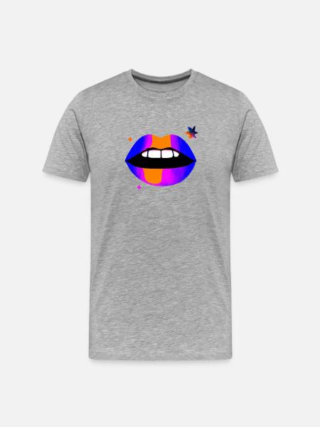 Neon Rainbow Lips - Men's Premium Organic T-Shirt - heather grey