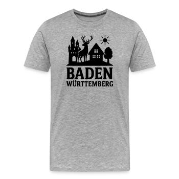 Baden Württemberg Bundesland Wahrzeichen - Männer Premium Bio T-Shirt - Grau meliert - Vorne - Damien (186cm)