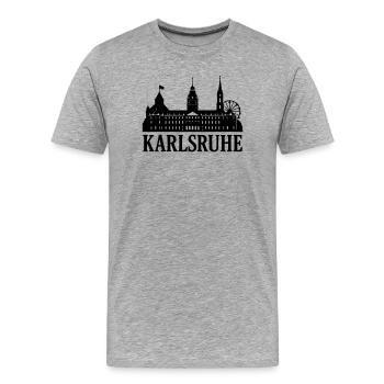 Karlsruhe Wahrzeichen Silhouette - Männer Premium Bio T-Shirt - Grau meliert - Vorne - Damien (186cm)