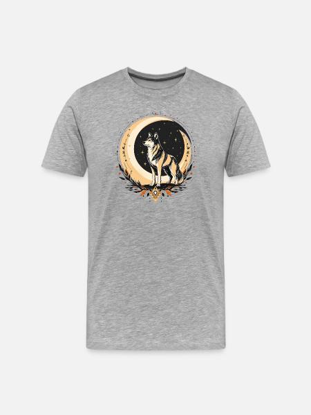 Boho Wolf - Männer Premium Bio T-Shirt - Grau meliert