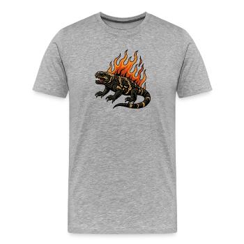 Flammes Gila Crustacé Lézard - T-shirt bio Premium Homme - gris chiné - Devant - Damien (186cm)