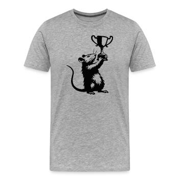 Rat with Cup - Men's Premium Organic T-Shirt - heather grey - Front - Damien (186cm)