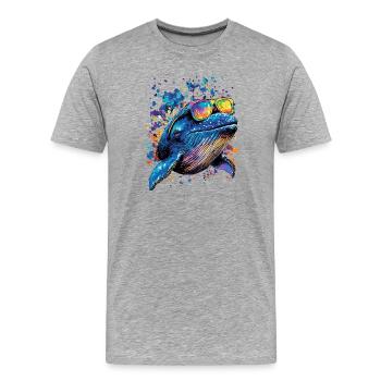 Baleine bleue Baleine Baleines bleues Baleines Chant Baleine Plongeur Baleines Océan - T-shirt bio Premium Homme - gris chiné - Devant - Damien (186cm)