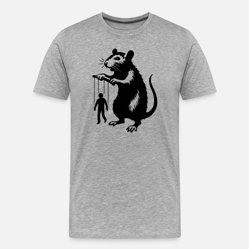 Ratte mit Mensch als Marionette  - Männer Premium Bio T-Shirt - Grau meliert