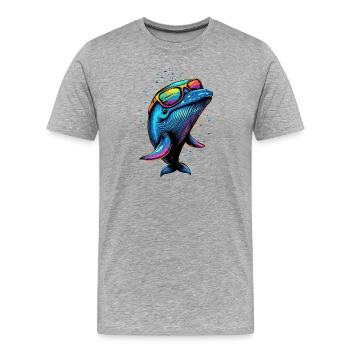 Baleine bleue Baleine Baleines bleues Baleines Chant Baleine Plongeur Baleines Océan - T-shirt bio Premium Homme - gris chiné - Devant - Damien (186cm)