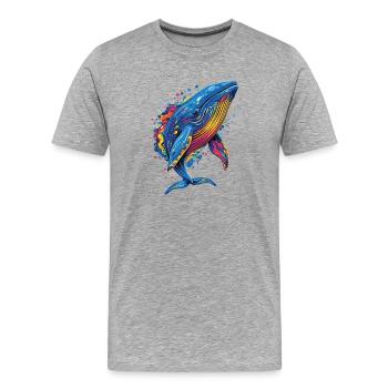 Baleine bleue Baleine Baleines bleues Baleines Chant Baleine Plongeur Baleines Océan - T-shirt bio Premium Homme - gris chiné - Devant - Damien (186cm)